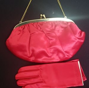 Red satin clutch